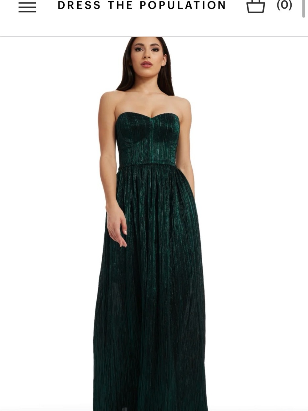 Dress the Population Audrina Emerald Green Strapless Maxi Dress